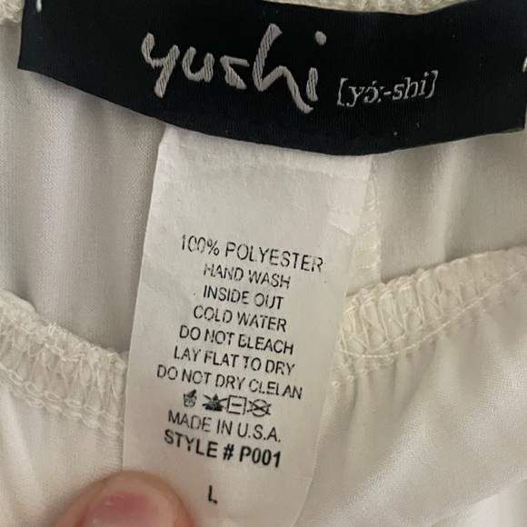 Yushi | Side pocket lounge pants. Off white. Elastic waist. Size Large - Picture 5 of 6